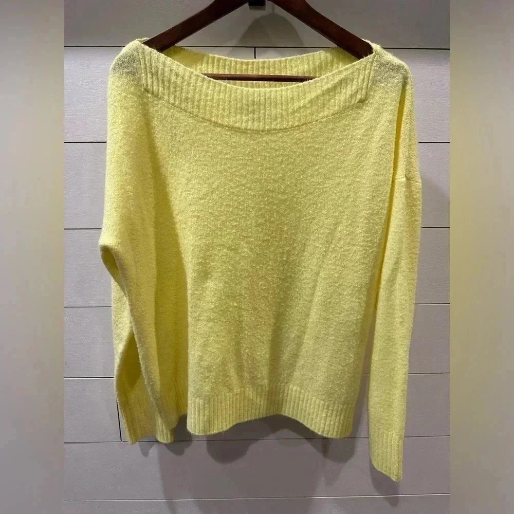 Marled Yellow Boatneck Sweater- XL